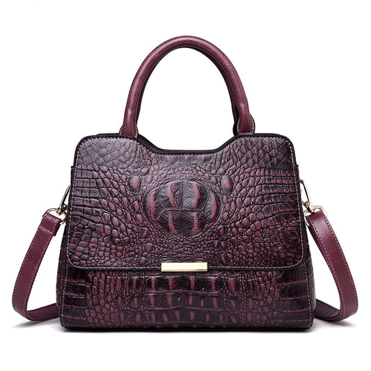 Crocodile Pattern Genuine Leather Designer Tote Handbag, Crossbody & Shoulder Bag