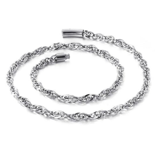 Stainless Steel Hip Hop Twisted Link Chain Necklace