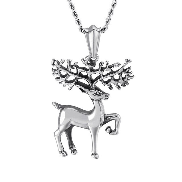 Stainless Steel Vintage Deer Pendant Necklace