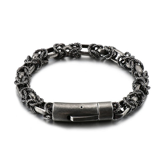 Men’s Stainless Steel Black Punk Friendship Bracelet