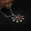 Stainless Steel Metal Skull Flower Pendant Necklace