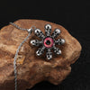 Stainless Steel Metal Skull Flower Pendant Necklace