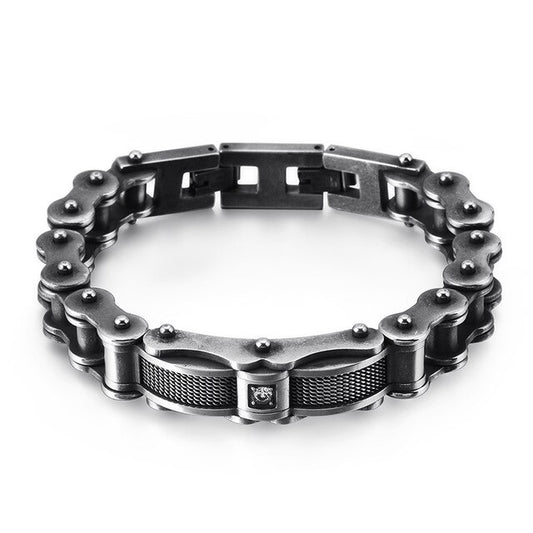 Stainless Steel Biker with Cubic Zirconia Bracelet