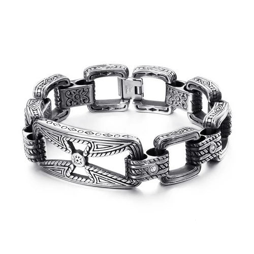 Stainless Steel Viking Link Charm Bracelet for Men