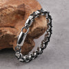 Interlocking Stainless Steel and Leather Bracelet