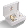 Luxury Women's Quartz Watch, Crystal Necklace & Bracelet Jewelry Set