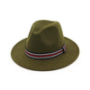 Vintage Plain Wool Felt Fedora Hat with Striped Band