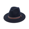 Vintage Plain Wool Felt Fedora Hat with Striped Band