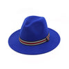 Vintage Plain Wool Felt Fedora Hat with Striped Band