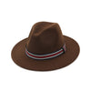 Vintage Plain Wool Felt Fedora Hat with Striped Band