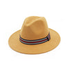 Vintage Plain Wool Felt Fedora Hat with Striped Band