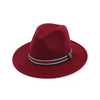 Vintage Plain Wool Felt Fedora Hat with Striped Band