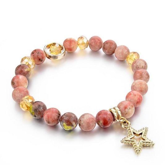 Natural Stone Beads & Star Beads Charm Bracelet