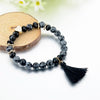 Black Stone Tassel Boho Charm Bracelet