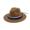 Wide Brim Wool Felt Fedora Hat with Ribbon and Tassels