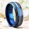 8mm Koa Wood & Turquoise Inlay Tungsten Carbide Wedding Band