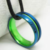 8mm Green & Blue Beveled Tungsten Carbide Wedding Band