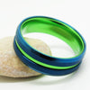 8mm Green & Blue Beveled Tungsten Carbide Wedding Band