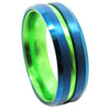 8mm Green & Blue Beveled Tungsten Carbide Wedding Band