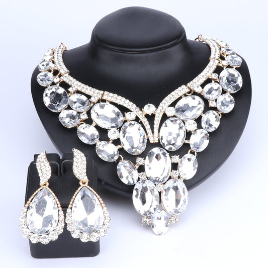 Crystal Necklace & Earrings Jewelry Set