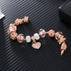 Rose Gold Crystal Bear & Heart Charm Bracelet