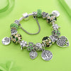 Fashion Green Tree of Life Crystal Beaded Charm Bracelet