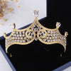 Baroque Rhinestone and Crystal Gold Tiara, Necklace & Earrings Jewelry Set