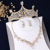 Baroque Rhinestone and Crystal Gold Tiara, Necklace & Earrings Jewelry Set