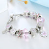 Pink Cherry Blossoms Charm Bracelet