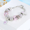 Pink Cherry Blossoms Charm Bracelet