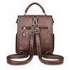 Small Multifunctional Split Leather Vintage School Bag, Travel Backpack & Shoulder Bag