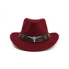Wide Brim Felt Western Cowboy Hat with Cow Head Decor