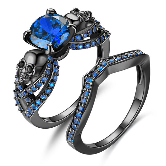 Skull Cubic Zirconia Punk Ring Engagement Promise Set