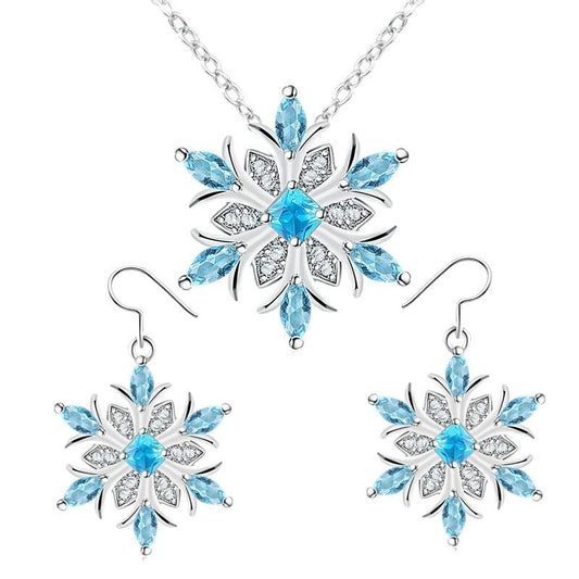 Crystal Snowflake Necklace & Earrings Fashion Wedding Jewelry Set