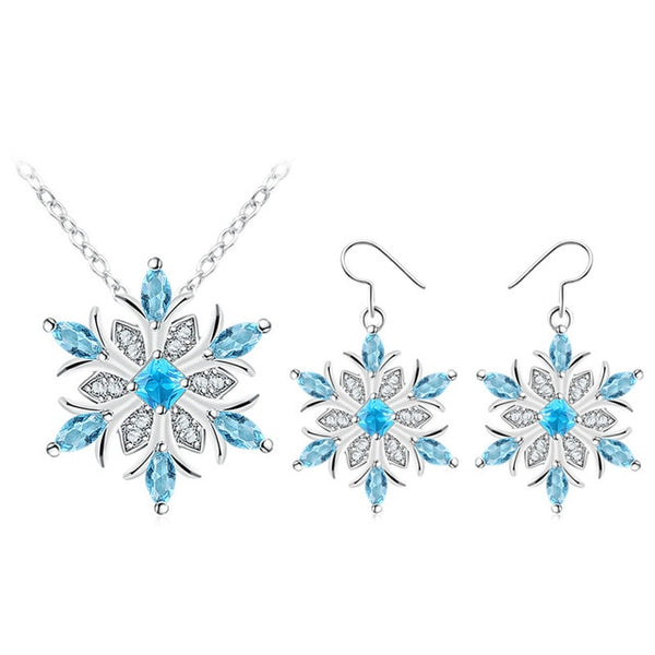 Crystal Snowflake Necklace & Earrings Fashion Wedding Jewelry Set