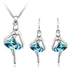 Austrian Crystal Dancing Ballet Girl Necklace & Earrings Jewelry Set
