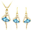 Austrian Crystal Dancing Ballet Girl Necklace & Earrings Jewelry Set