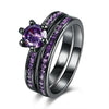 Rainbow Tungsten Men's Ring and Purple Zirconia Women's Ring Wedding Rings Set