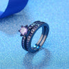 Rainbow Tungsten Men's Ring and Purple Zirconia Women's Ring Wedding Rings Set