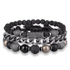 Multilayer Link Chain, Skull Stone Beaded & Hematite Vintage Bracelet