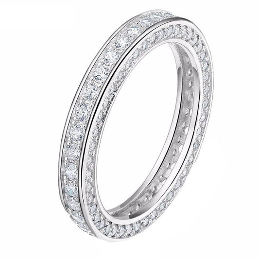 Cubic Zirconia 925 Sterling Silver Wedding Eternity Ring