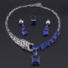Blue Crystal Leopard Necklace, Earrings & Ring Jewelry Set