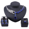 Blue Crystal Leopard Necklace, Earrings & Ring Jewelry Set