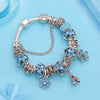 Silver Tower, Castle, Heart, Flower & Crown Charm Bracelet