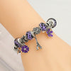 Silver Tower, Castle, Heart, Flower & Crown Charm Bracelet