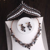 Black Crystal, Pearl, Flowers and Rhinestone Tiara, Necklace & Earrings Baroque Retro Jewelry Set