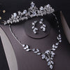 Cubic Zirconia Tiara, Necklace & Earrings Wedding Jewelry Set