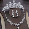 Baroque Crystal and Flowers Tiara, Necklace & Earrings Wedding Jewelry Set