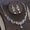 Baroque Crystal and Flowers Tiara, Necklace & Earrings Wedding Jewelry Set