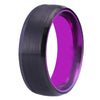 8mm Brushed Matte Black & Purple Tungsten Carbide Wedding Band